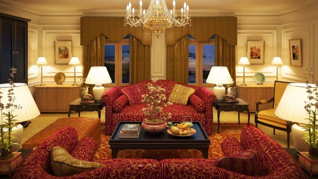 hotel lobby living room Modello 3D .c4d .max .obj .3ds .fbx .stl .blend 