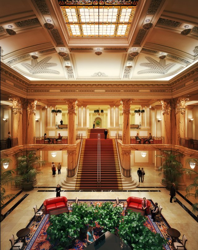 hotel lobby 2 3D Model .c4d .max .obj .3ds .fbx .stl .blend 