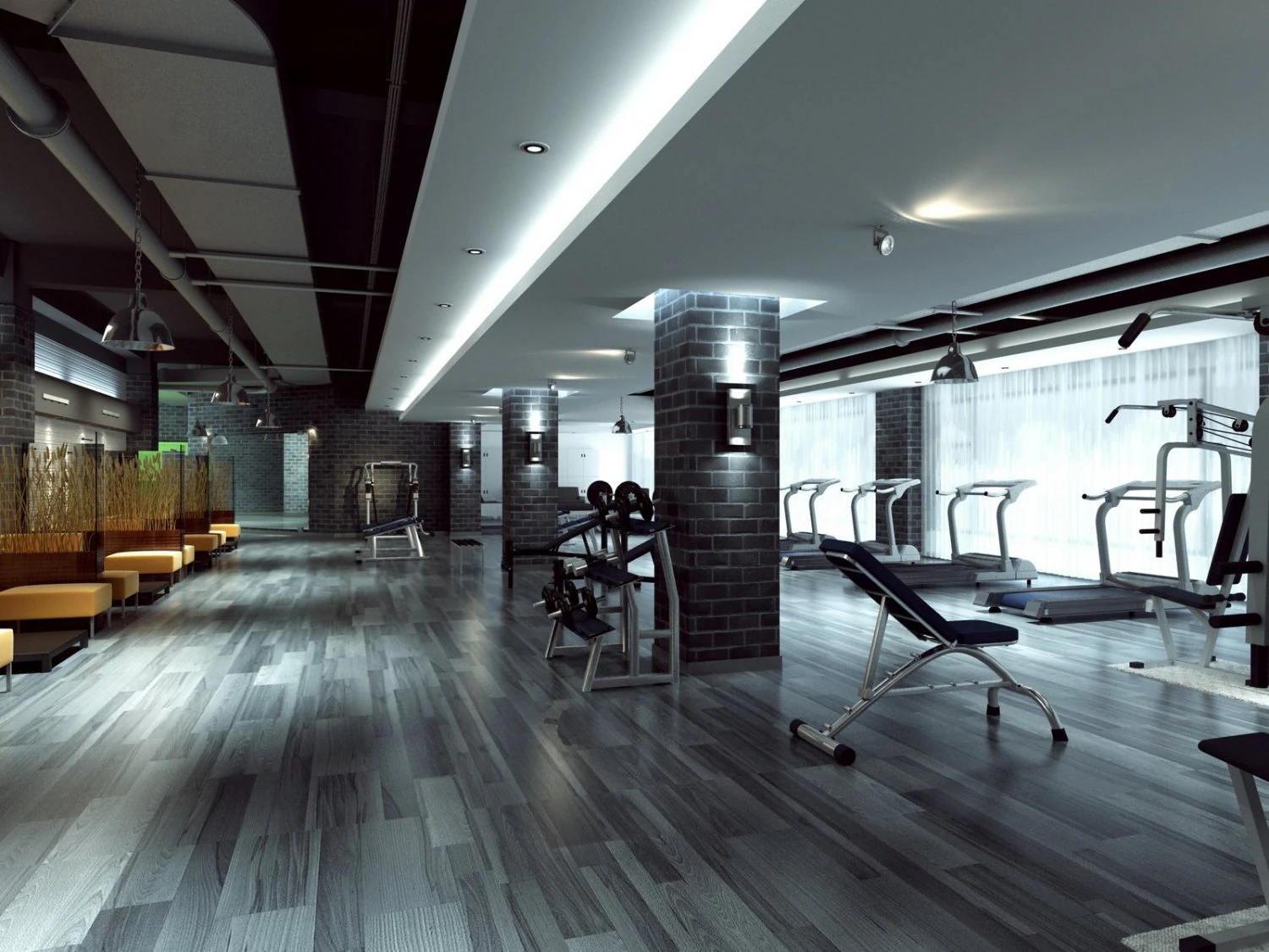 gymnasium room 01 3D Model .c4d .max .obj .3ds .fbx .stl .blend 