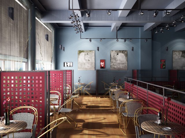 restaurant 02 3D Model .c4d .max .obj .3ds .fbx .stl .blend 