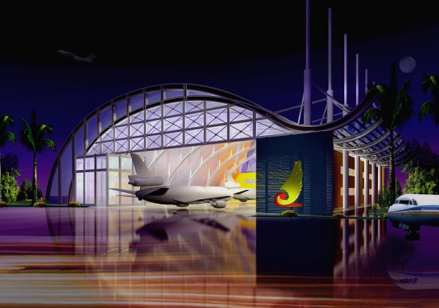 airport night 3D Модель .c4d .max .obj .3ds .fbx .stl .blend 
