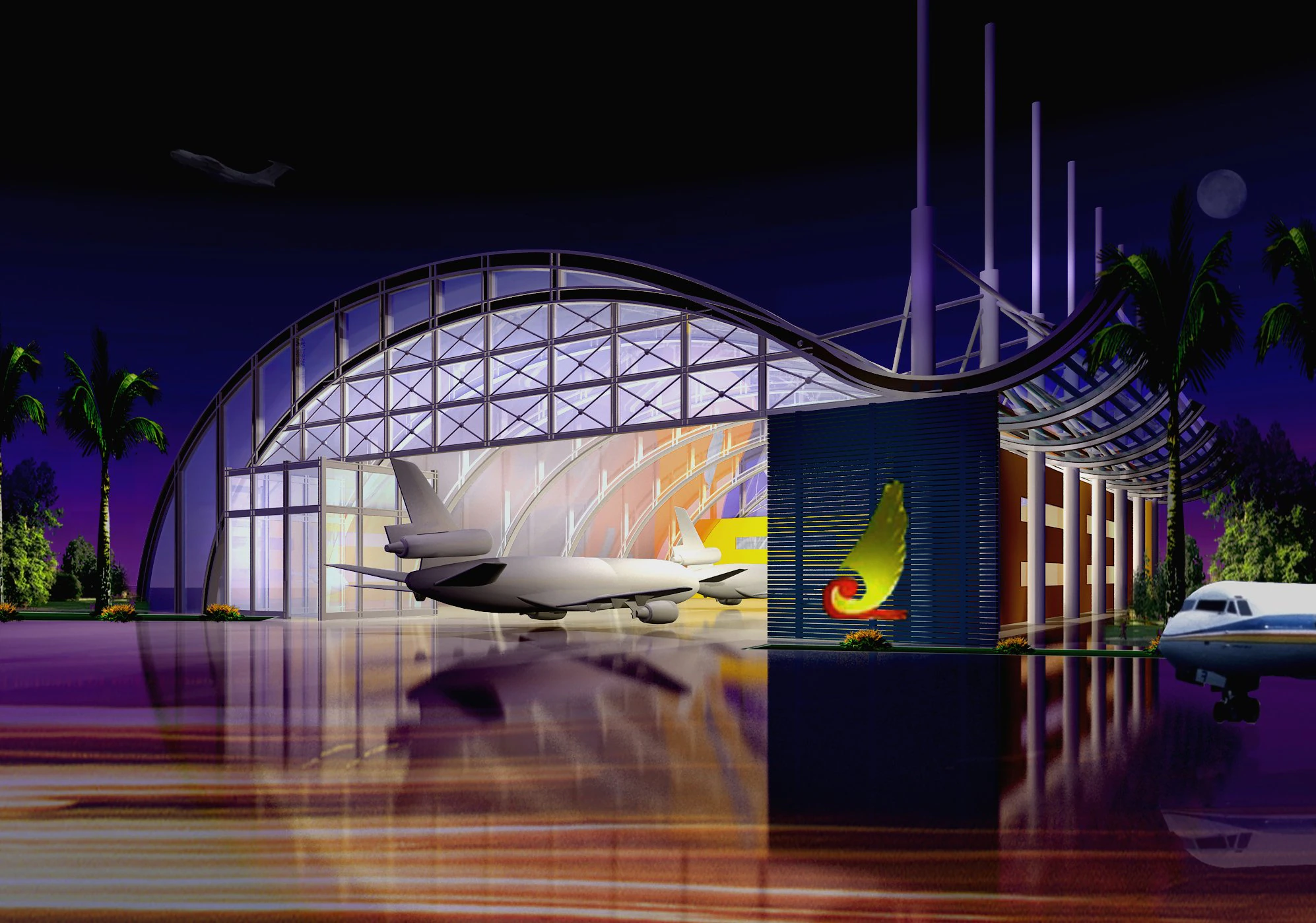 airport night 3D Model .c4d .max .obj .3ds .fbx .stl .blend 
