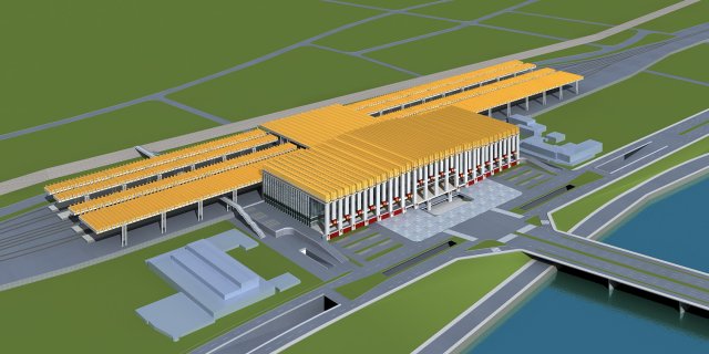 railway station 001 3D Model .c4d .max .obj .3ds .fbx .stl .blend 