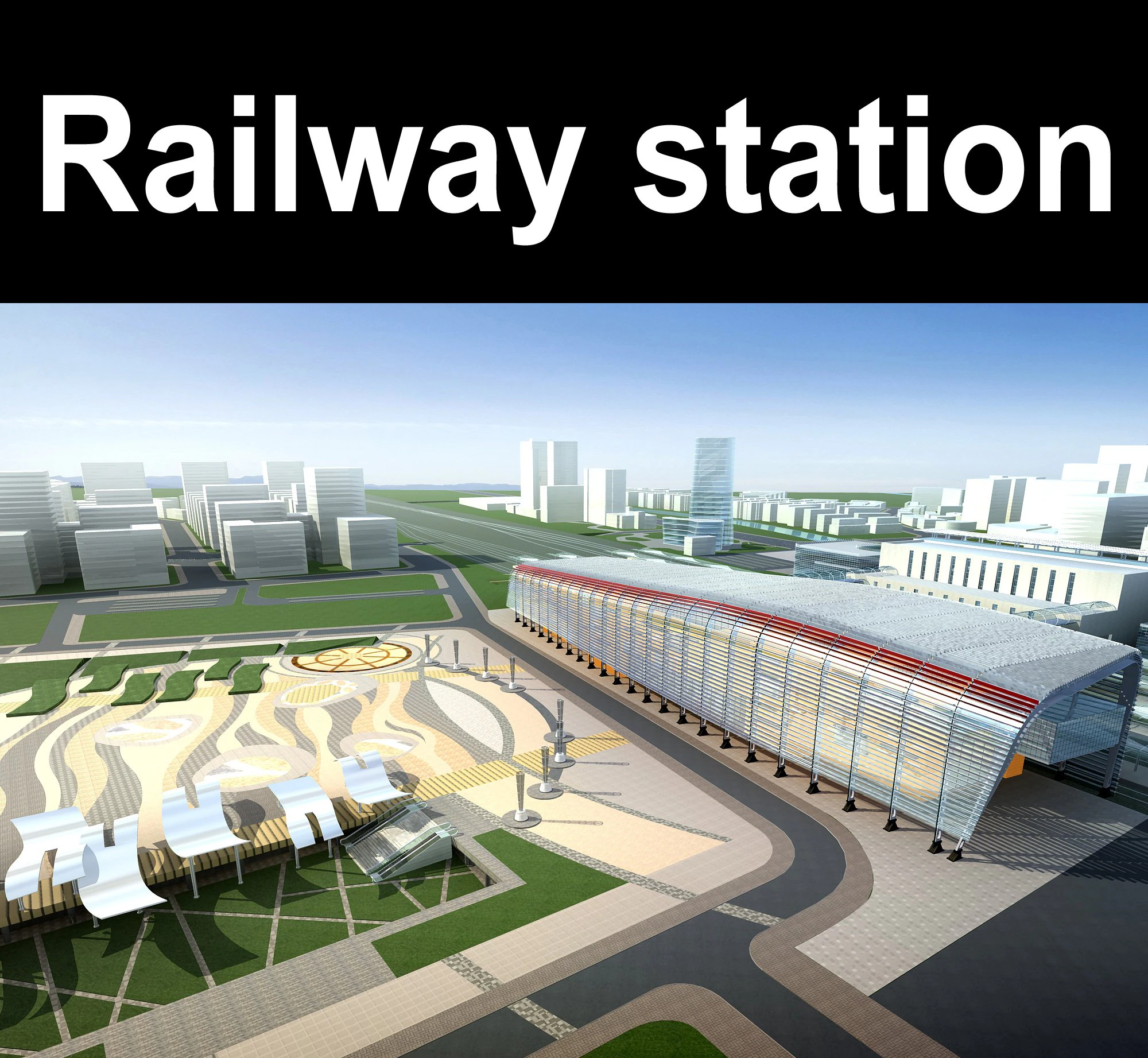 railway station 003 3D Model .c4d .max .obj .3ds .fbx .stl .blend 
