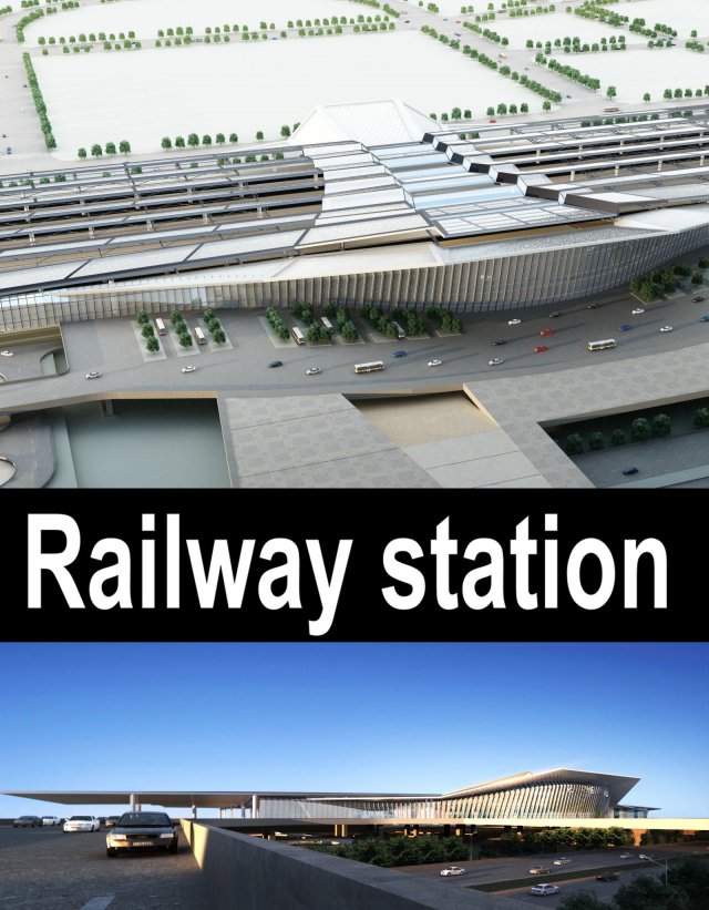 railway station 008 Modèle 3D .c4d .max .obj .3ds .fbx .stl .blend