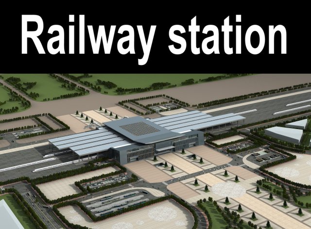 railway station 009 3D Model .c4d .max .obj .3ds .fbx .stl .blend 