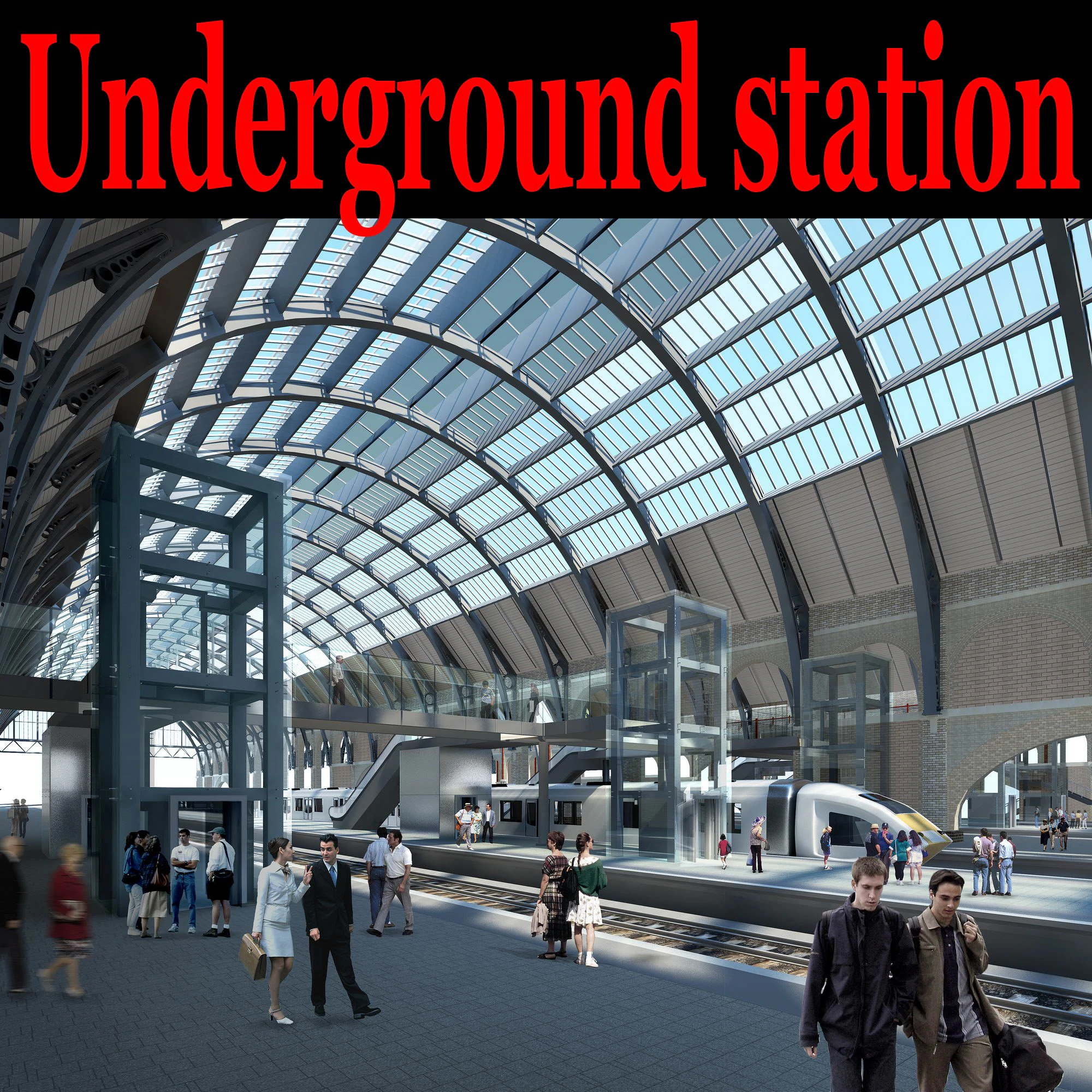 underground station 001 3D Model .c4d .max .obj .3ds .fbx .stl .blend 