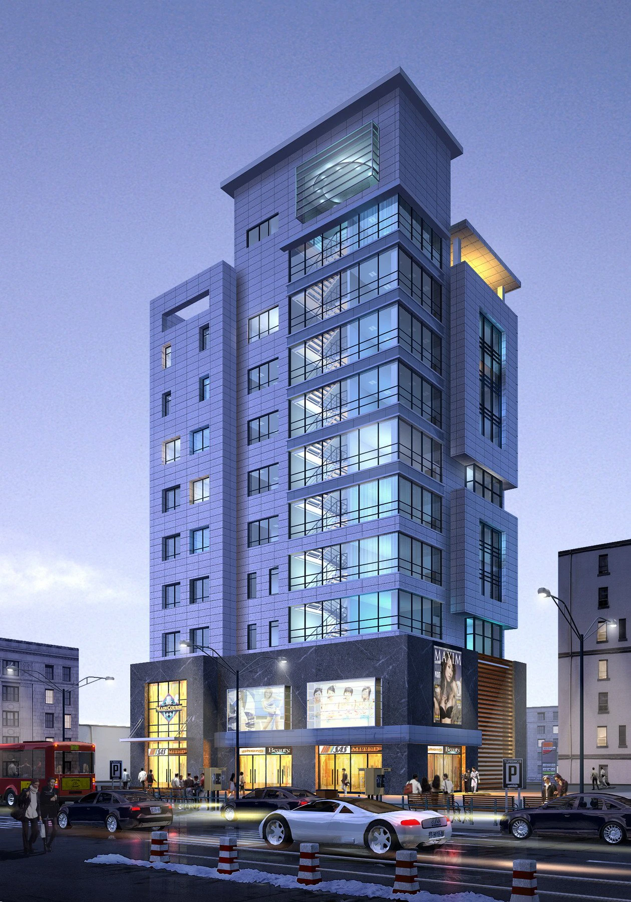 gedung 135 Model 3D .c4d .max .obj .3ds .fbx .stl .blend 