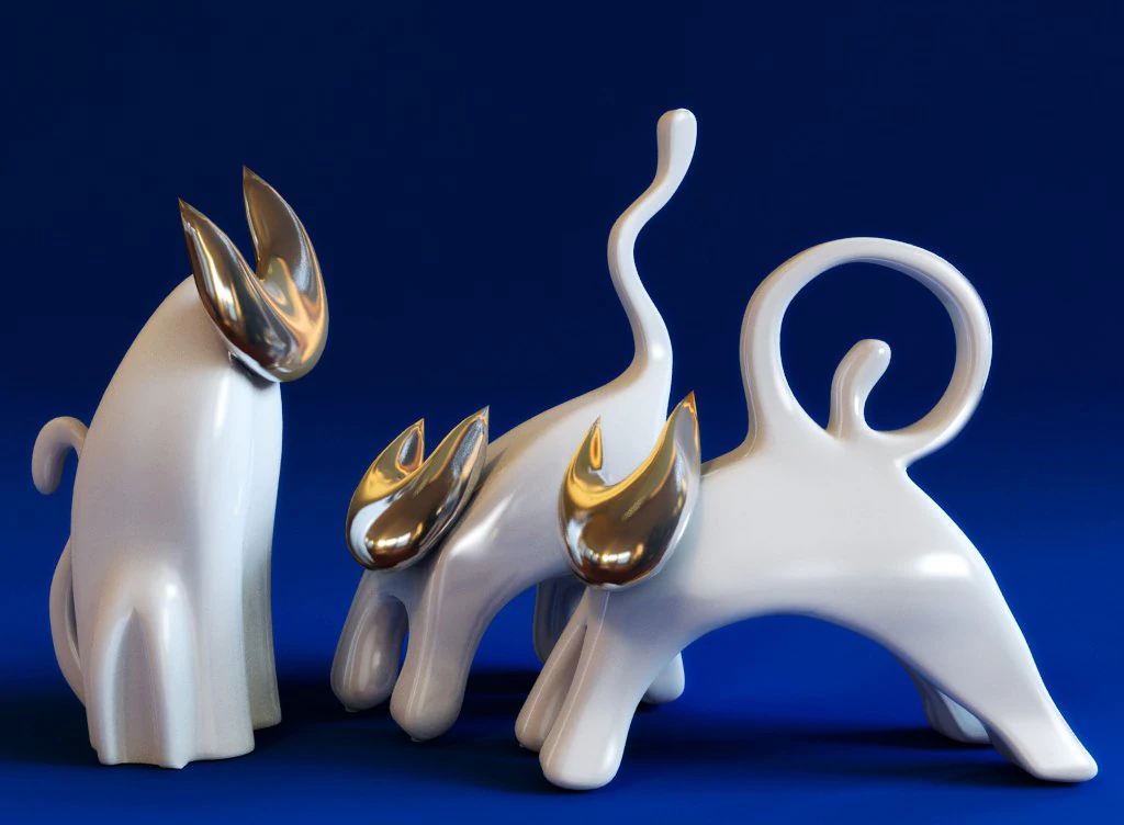 figurine moon cats 3D Model .c4d .max .obj .3ds .fbx .stl .blend 