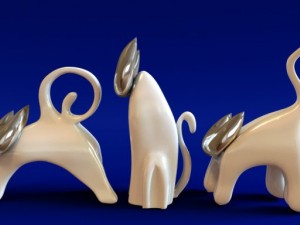 figurine moon cats Model 3D