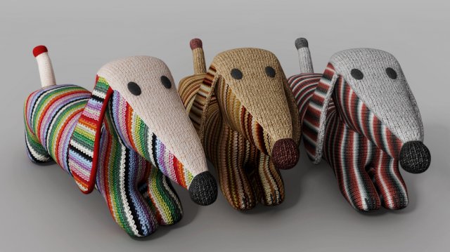 knitted toy dachshund Modello 3D .c4d .max .obj .3ds .fbx .stl .blend 