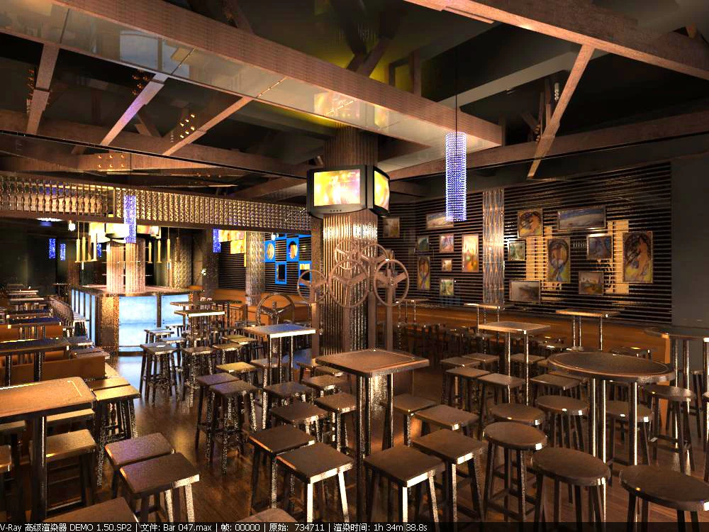 bar 047 3D Model .c4d .max .obj .3ds .fbx .stl .blend 