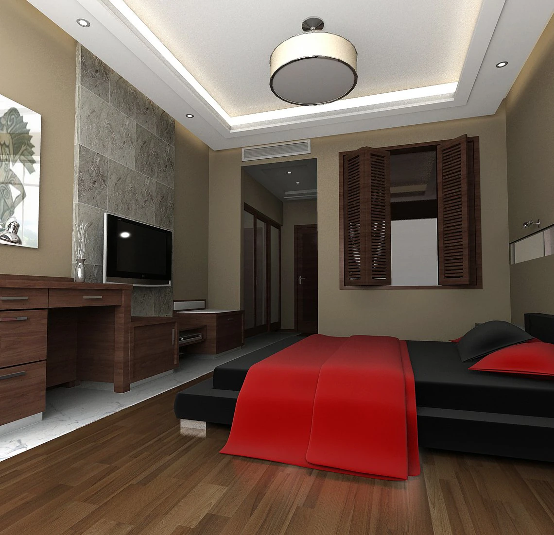 guest room 001 3D Model .c4d .max .obj .3ds .fbx .stl .blend 