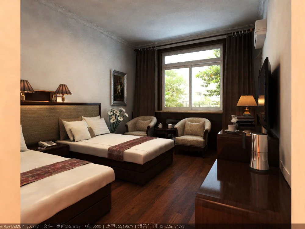guest room 029 3D Model .c4d .max .obj .3ds .fbx .stl .blend 