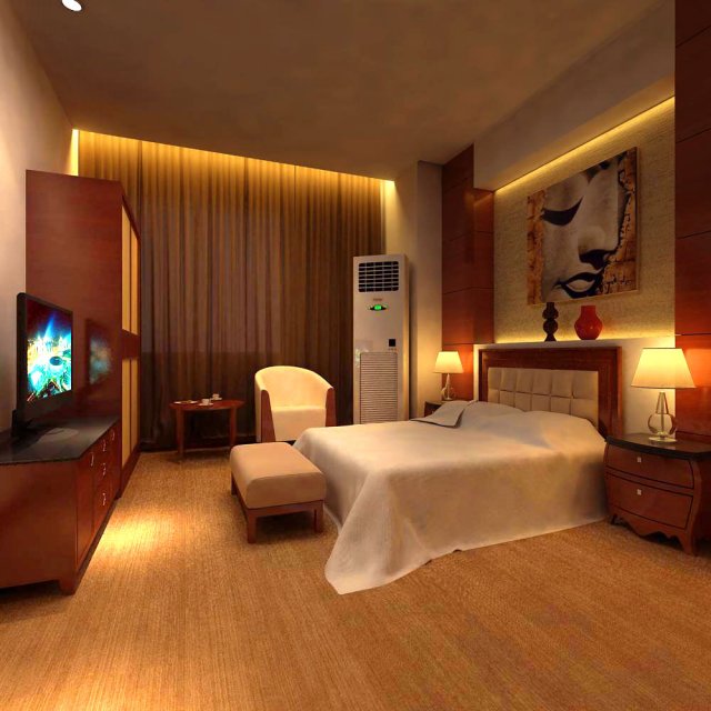 guest room 032 3D 模型 .c4d .max .obj .3ds .fbx .stl .blend 