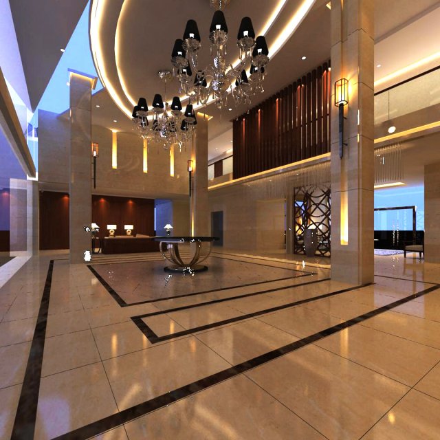 lobby 099 3D Model .c4d .max .obj .3ds .fbx .stl .blend 