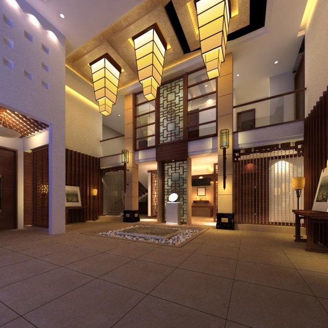 lobby 119 3D Model .c4d .max .obj .3ds .fbx .stl .blend 