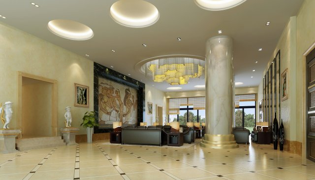 lobby 219 3D Model .c4d .max .obj .3ds .fbx .stl .blend 