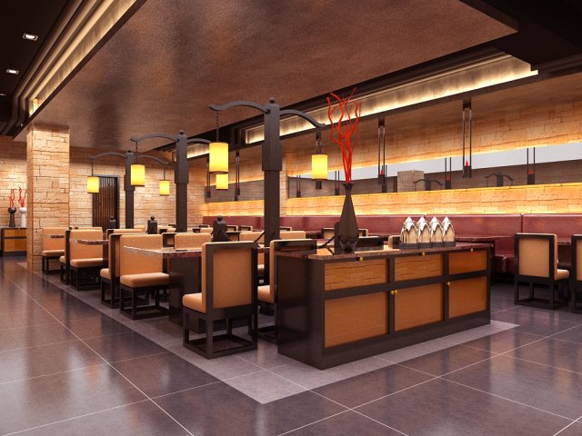 restaurant 095 3D Model .c4d .max .obj .3ds .fbx .stl .blend 