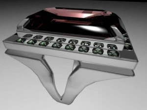 silverwork ruby ring 001 3D Model
