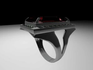 silverwork ruby ring 001 3D Model