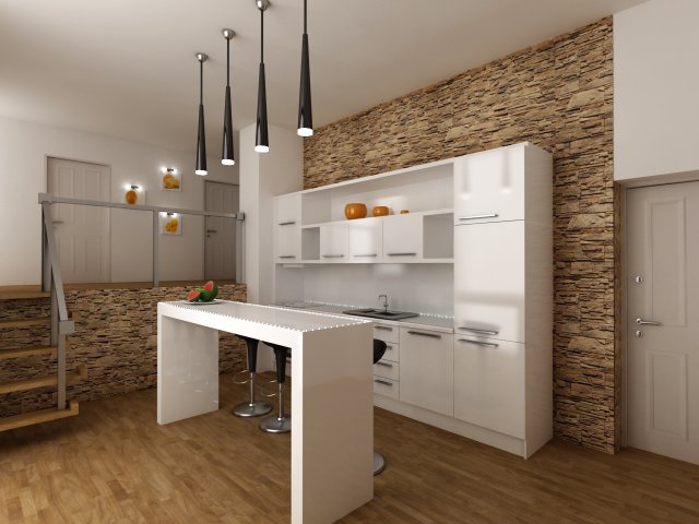 white kitchen 3D Model .c4d .max .obj .3ds .fbx .stl .blend