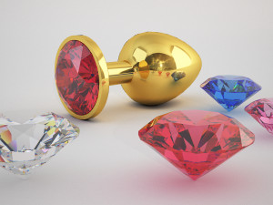 realistic butt plug with diamonds set 3Dモデル