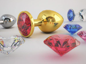 realistic butt plug with diamonds set 3D Model