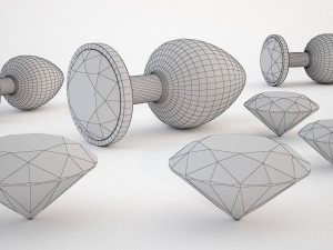 realistic butt plug with diamonds set 3Dモデル