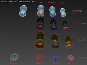 realistic butt plug with diamonds set 3Dモデル