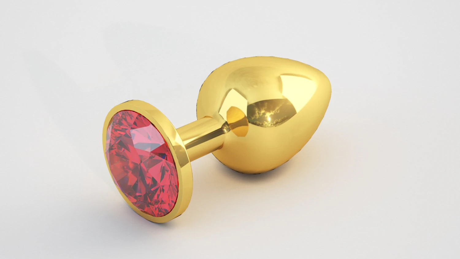 classic butt plug - gold with red diamond 3D Model .c4d .max .obj .3ds .fbx .stl .blend