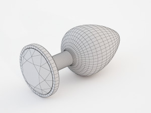 classic butt plug - gold with red diamond 3D Model