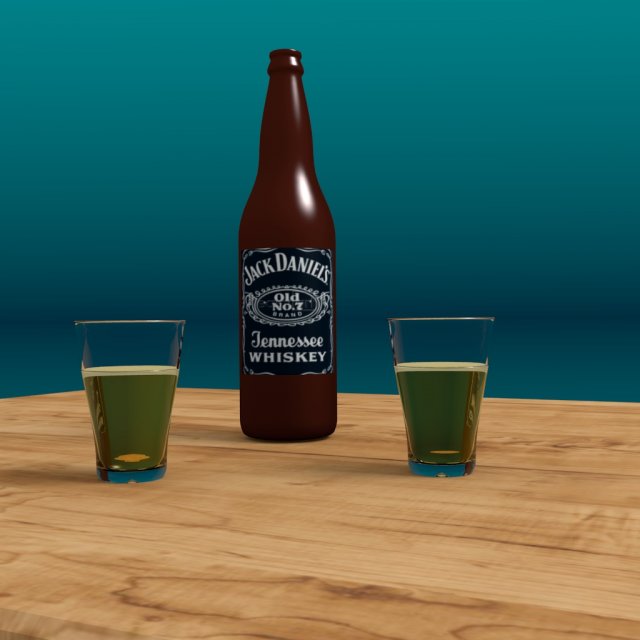 whiskey bottle and glass 3Dモデル .c4d .max .obj .3ds .fbx .stl .blend 