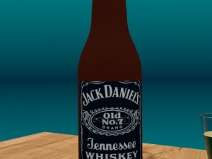 whiskey bottle and glass 3Dモデル
