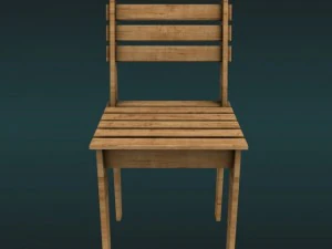 나무 의자 3D 모델