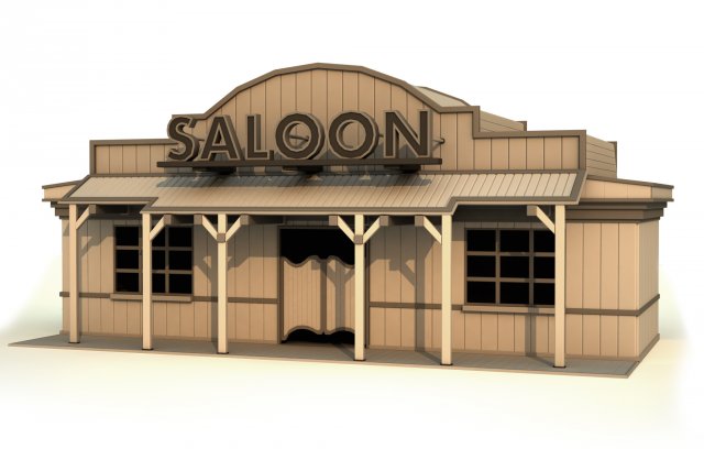 wild west saloon detail model Modelo 3D .c4d .max .obj .3ds .fbx .stl .blend 