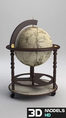 antique globe 3D Model .c4d .max .obj .3ds .fbx .stl .blend