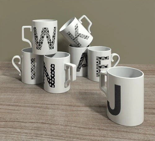 letter mugs 3D Model .c4d .max .obj .3ds .fbx .stl .blend 