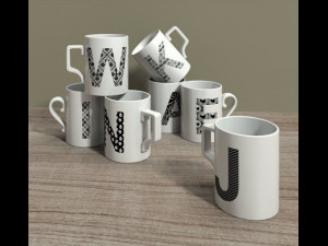 letter mugs Model 3D