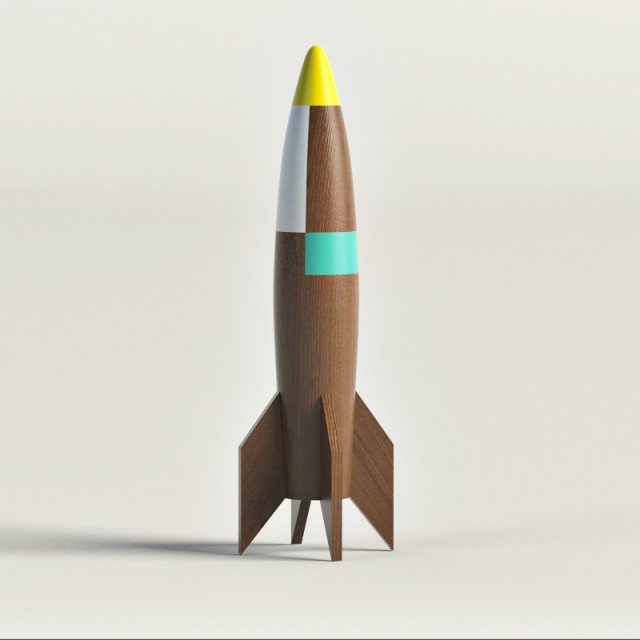 wooden rocket ship 3D Model .c4d .max .obj .3ds .fbx .stl .blend 