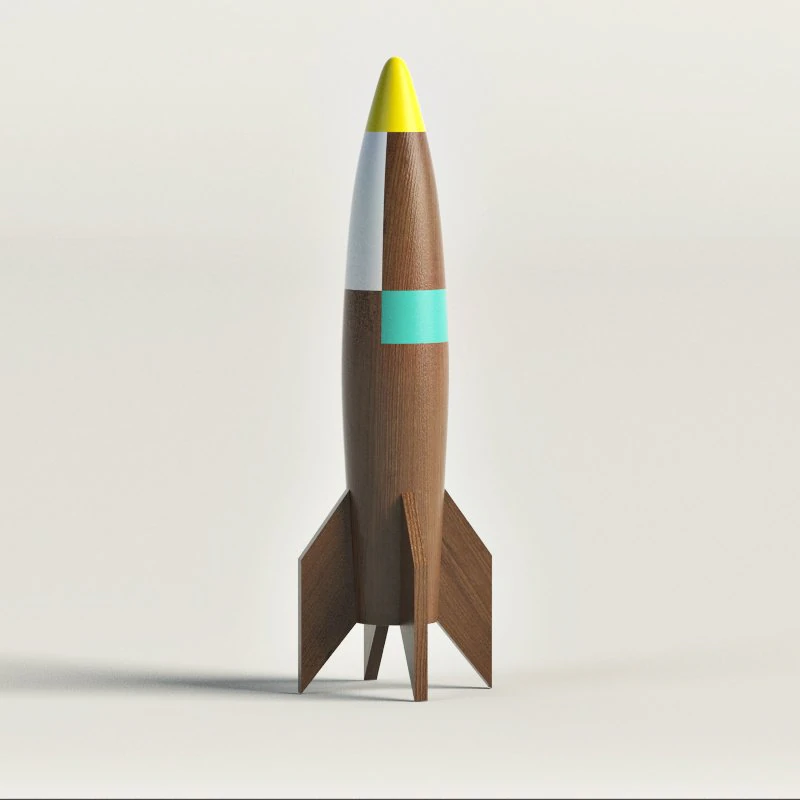 wooden rocket ship 3D Model .c4d .max .obj .3ds .fbx .stl .blend 