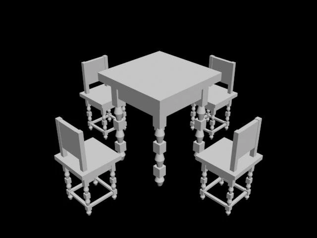 table and chair 3D Model .c4d .max .obj .3ds .fbx .stl .blend 