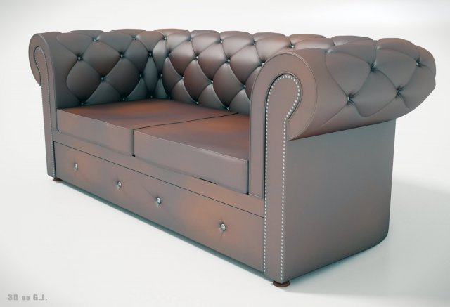 chesterfield sofa  three pieces of furniture 3D 모델 .c4d .max .obj .3ds .fbx .stl .blend 