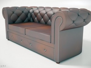 chesterfield sofa  three pieces of furniture Modelo 3D