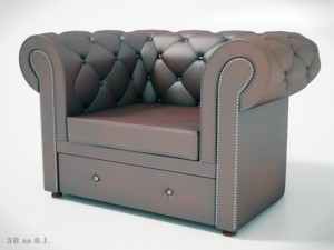 chesterfield sofa  three pieces of furniture 3D 모델