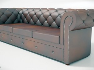 chesterfield sofa  three pieces of furniture 3D 모델