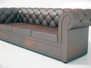 chesterfield sofa  three pieces of furniture 3D Model
