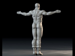 superhero base rig wgloves and cuffed boots 3D Model
