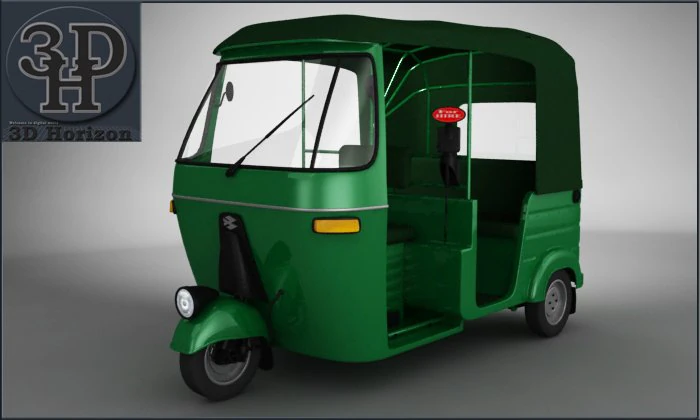 bajaj auto rickshaw 3D Model .c4d .max .obj .3ds .fbx .stl .blend 