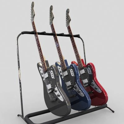 guitarra el&eacute;trica e suporte fender jaguarh Modelo 3D .c4d .max .obj .3ds .fbx .stl .blend 